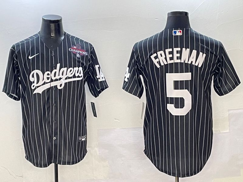 Men Los Angeles Dodgers #5 Freeman Black Stripe Jointly Name 2025 Nike MLB Jersey style 5